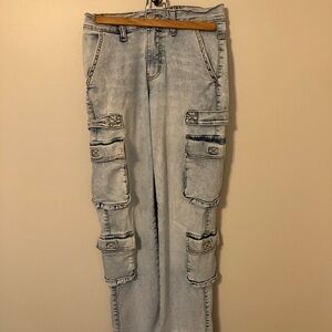 Women's Light Gray Cargo Jeans